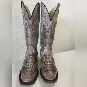 J.B. Dillon Cardinal Calf Women's Embroidered Light Taupe Western Boots